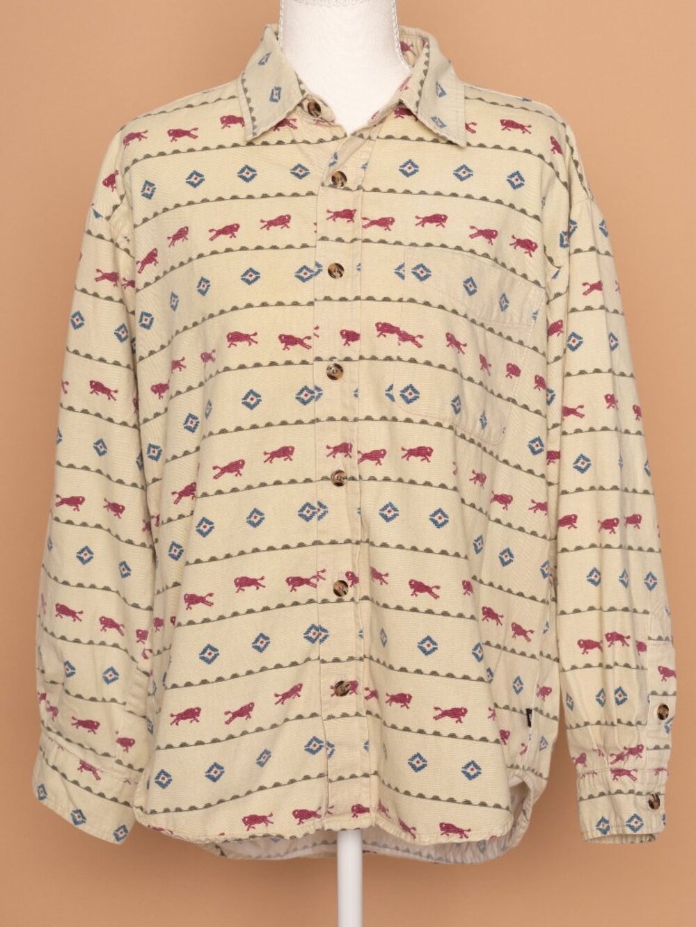 True Grit Men's XS Buffalo Animal Print Vintage Western Shirt Coastal Cowgirl